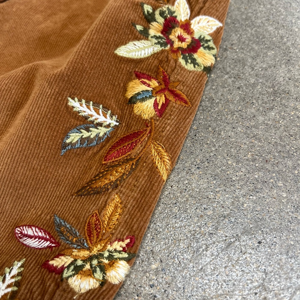 DRIFTWOOD camel / brown Corduroy Jogger Pants with beautiful embroidery on sides - Picture 2 of 13